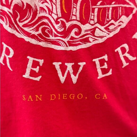 Longship Brewery San Diego Women's Red V-Neck Top, 100% Cotton, Size Large - Picture 5 of 5